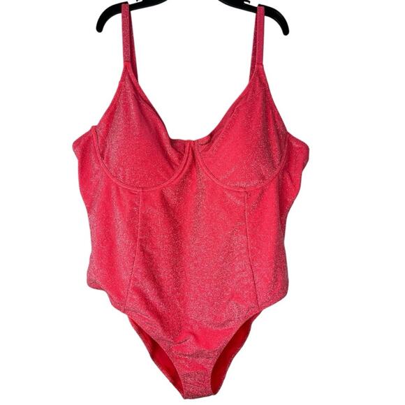 Good American Other - New Good American Pink Sparkle Show Off Underwire One Piece Bathing Suit